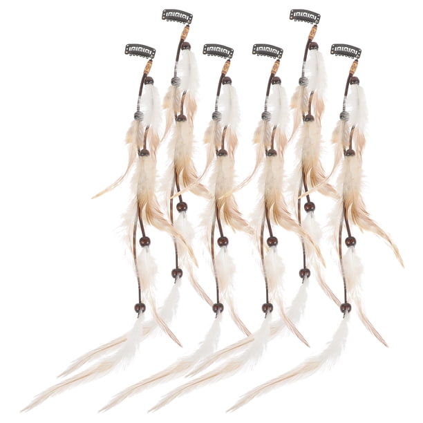 6 uds tocado de pluma étnica accesorios para el cabello indio extensiones de pinza para el cabello para mujeres