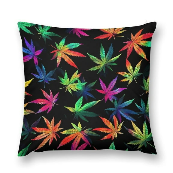 Tie-Dye Weed Leaves Throw Pillow Cases Plush Pillow Cover Decorative Pillowcases Zipper Closure Cushion Covers for Couch Living Room Bedroom 12 "x12 "