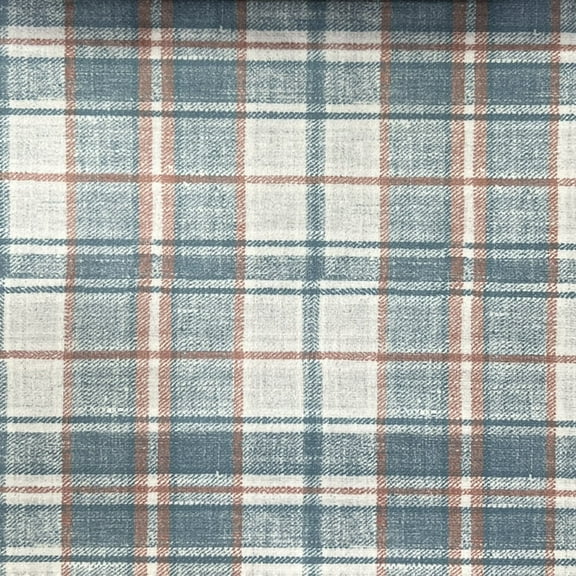 Decora Furnishings Tartan Design Madras Checks Digitally Printed Velvet Finish Fabric for Upholstery, Crafts and Window Treatments - Width 54 inches - Fabric by The Yard (Blue)