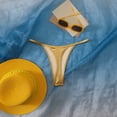 thumbnail image 5 of vigerkar Women's Metallic Bikini Bottoms Shiny Swimwear Bottom Low Waist Adjustable Waist Bathing Suit Thong (Gold, S), 5 of 5