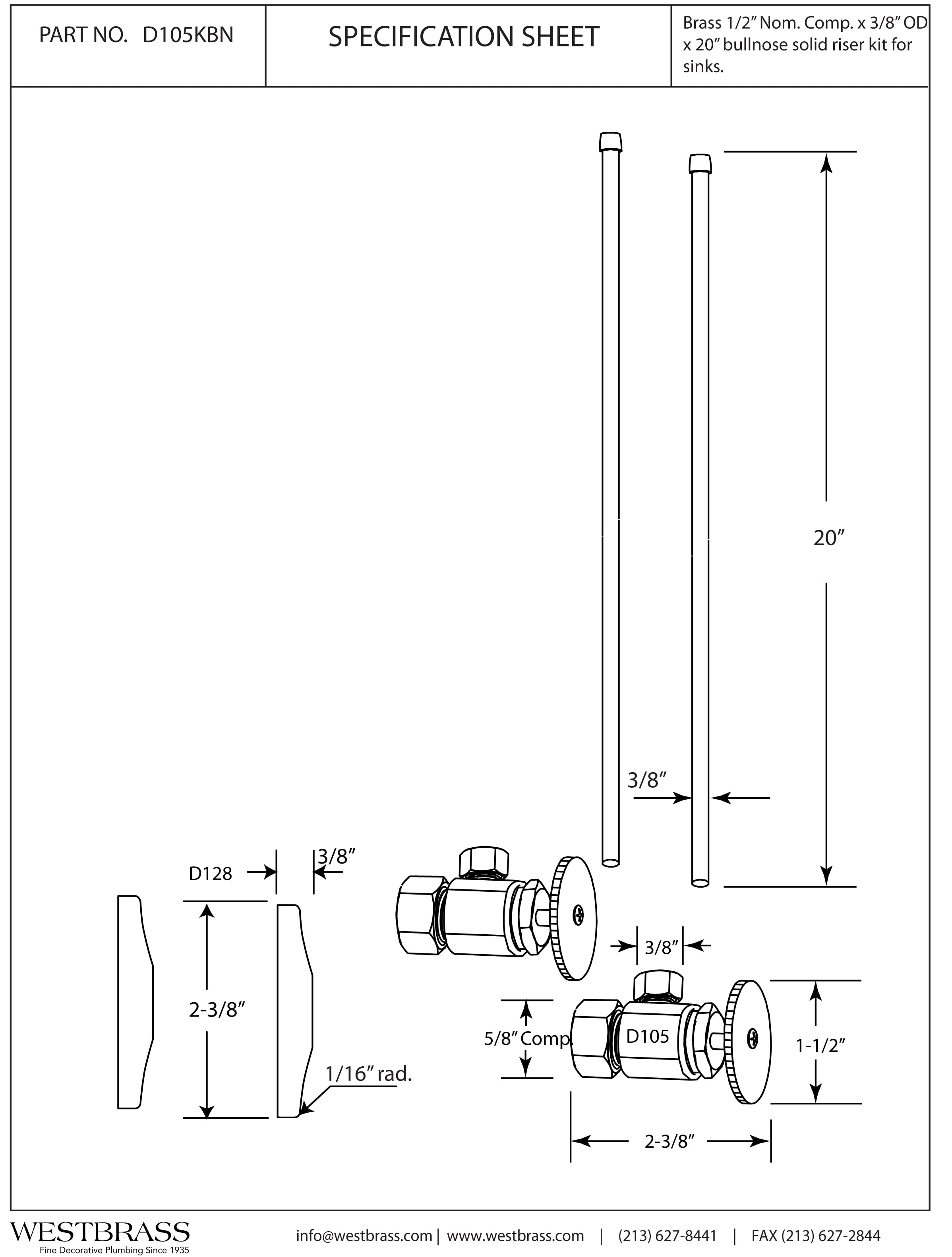 Westbrass 1/4-Turn Cross Handle Angle Stop Valve - 5/8" X 3/8" Compression, Matte Black, Lead-Free