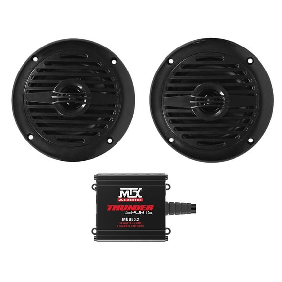 (2) Rockville MS40B Black 4" 200 Watt Speakers MTX Amplifier For ATV/UTV/Cart