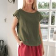 thumbnail image 5 of Linen T Shirts for Women Crew Neck Fashion Casual T Shirts Summer Loose Fit Tops for Travel Dating Commuting fun, 5 of 5