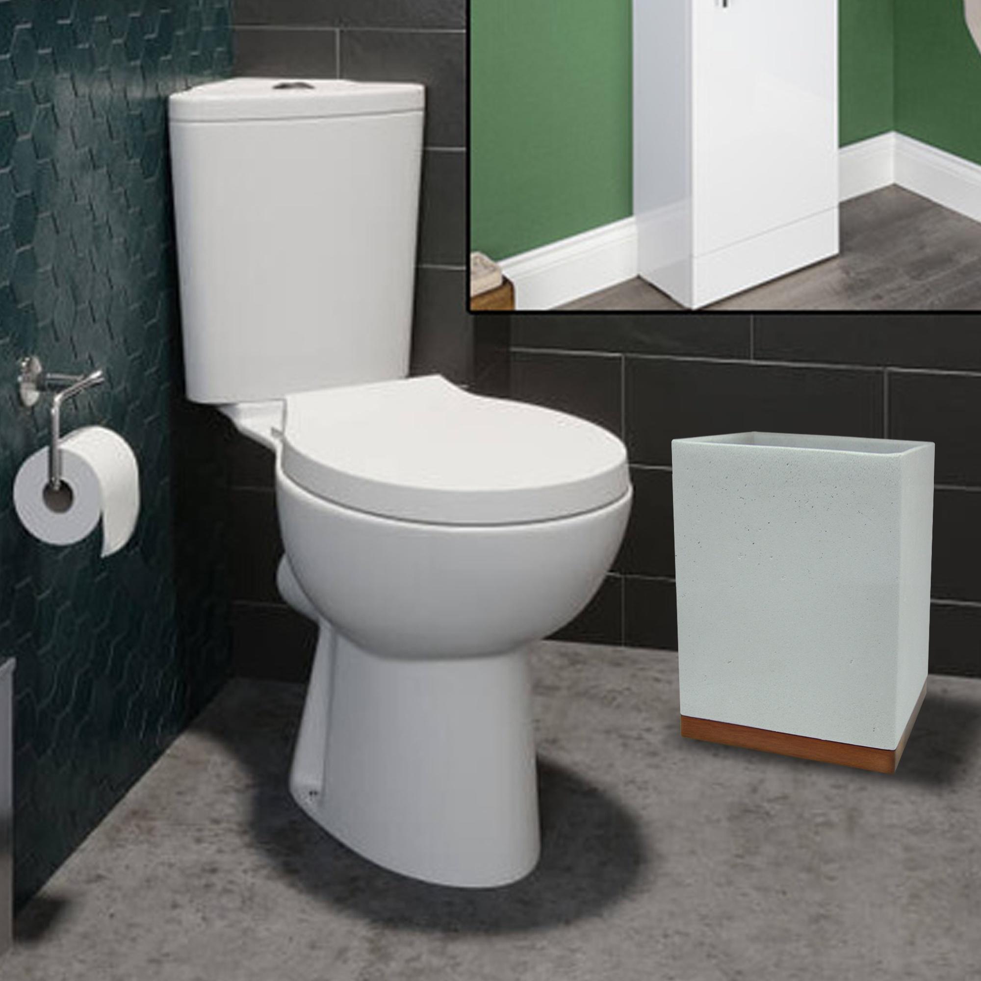 nu steel Concrete, Made of Cement Small Trash Can Wastebasket, Garbage Container Bin for Bathrooms, Powder Rooms, Kitchens, Home Offices, Grey Stone/Brown (CON8H)