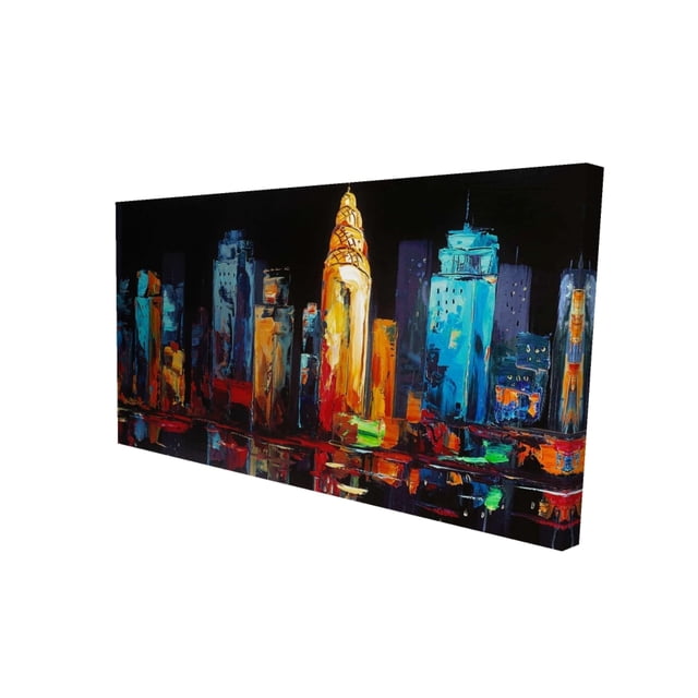 Begin Commencez le Paysage Urbain Abstrait Coloré sur un Fond Sombre - Impression sur Toile par Édition
