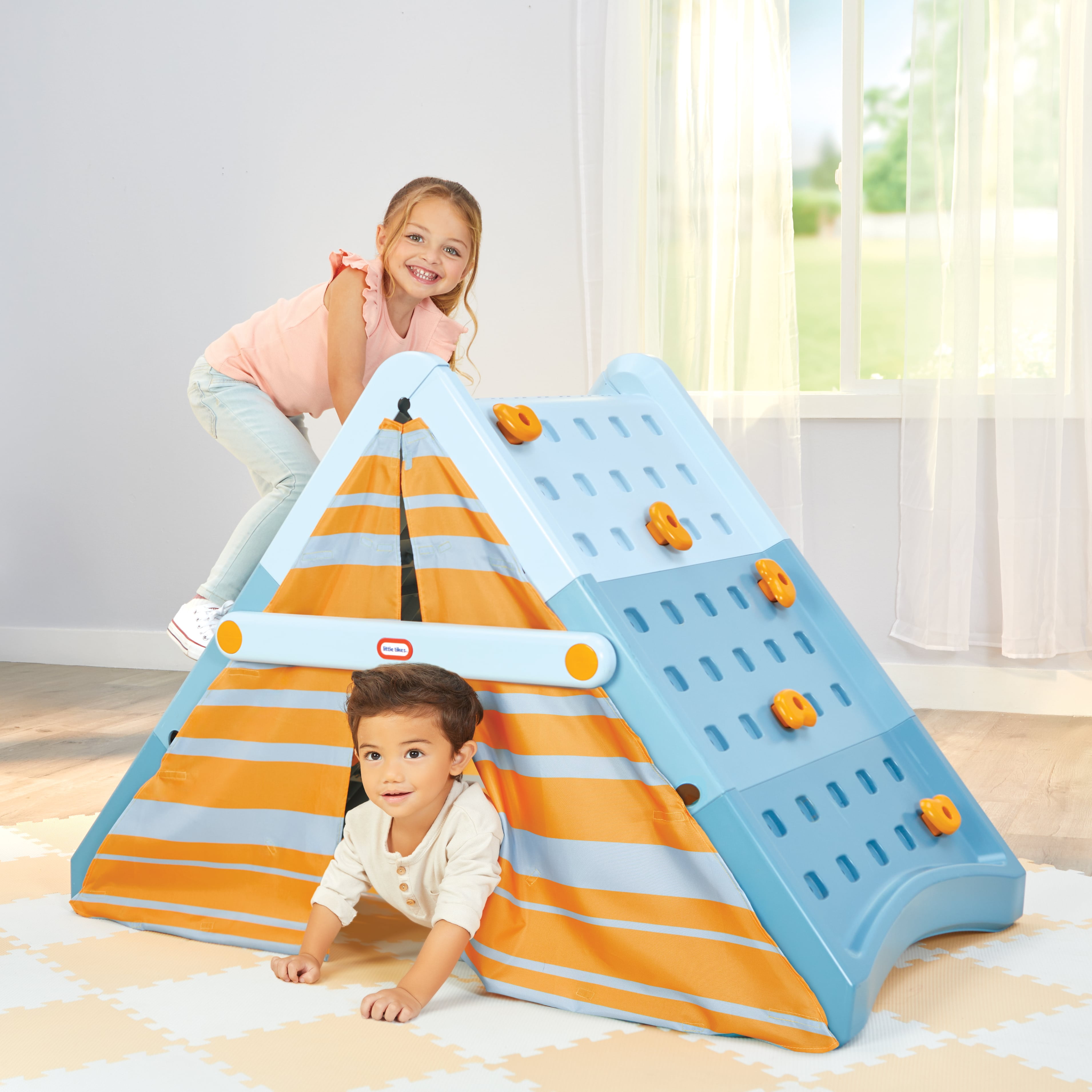 Little Tikes Campin’ & Climb Wall, Active Play with Tent and Pegs, Indoor Playground Climber, Outdoor Children 3 Year and Up