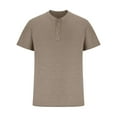 thumbnail image 4 of WREESH Men's Solid Henley Shirts Short Sleeve Shirt with Turndown Collar for a Classic Business Casual Style Khaki, 4 of 6