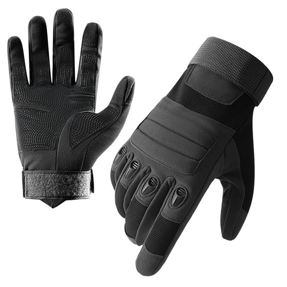 Xfvqtps Mens and Womens Motorcycle Gloves Adjustable Hook Knuckle Protection Windproof Waterproof Thickened Warm Outdoor Training Shooting Road Cycling Gloves Black