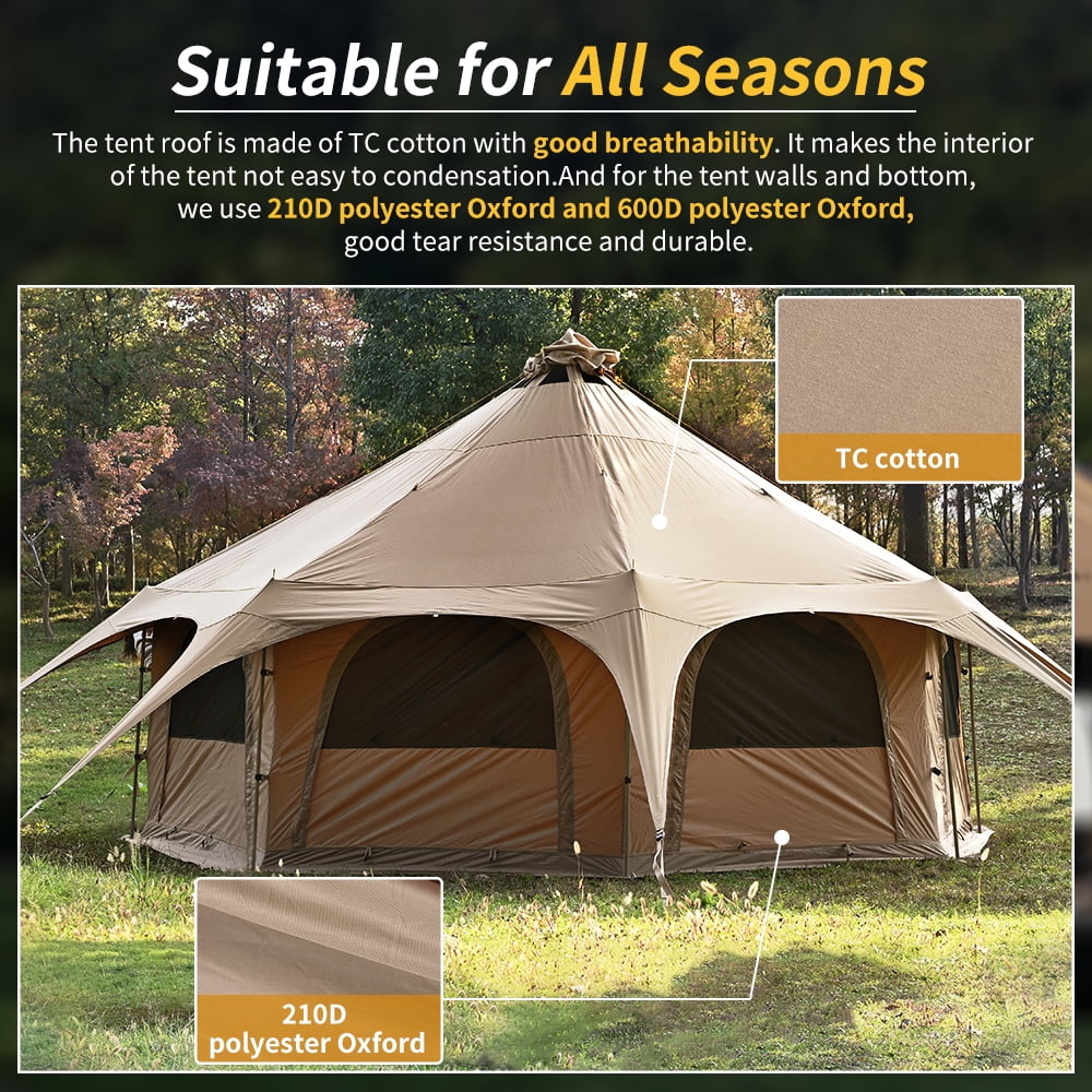 Amazon.com : TOMOUNT Canvas Tent with Stove Jack Bell Tent Yurt  16.4ft*High10.33ft Glamping Tent with TPU Transparent Roof 6-8 Person Tent  for Family 