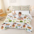 thumbnail image 3 of Feelyou Cute Cartoon Go Fishing Boat Queen Comforter Set for Boys Girls Kids, Cartoon Adventure Bedding Comforter Set, White Green, Reversible, 3-Piece, 3 of 6