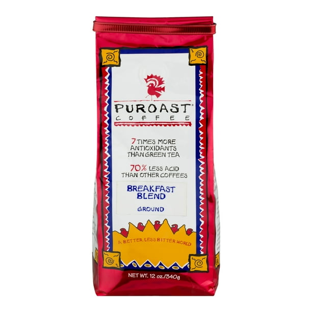 Puroast Breakfast Blend Low Acid Ground Coffee, 12 oz Bag