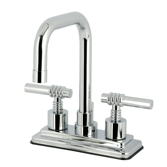 Kingston Brass KS6641ML Double-Handle 3-Hole Deck Mount 4-Inch Centerset Bathroom Faucet with Brass Pop-Up in Polished Chrome