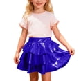 thumbnail image 2 of Girls Metallic 3 Layer Cake Skirt, Shiny Tulle Dance Skirt with Pleated Hem, Performance Tutu for Kids Ballet Recital and Party, Age 3-14 Years Blue XXS, 2 of 3