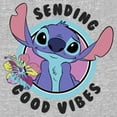 thumbnail image 2 of Junior's Lilo & Stitch Sending Good Vibes Logo Sweatshirt Heather Gray Large, 2 of 2