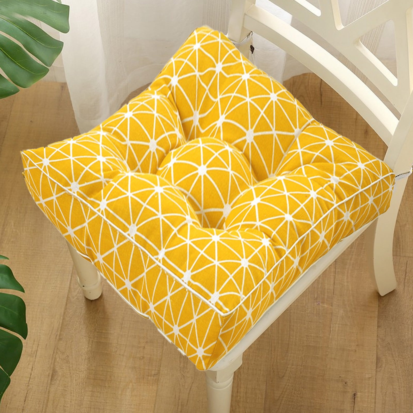TTJ Square Linen Office Stool Seat Cushion 17.7x17.7 in Breathable