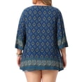 thumbnail image 3 of Agnes Orinda Women's Plus Size Bohe Tops Floral Print V Neck 3/4 Sleeve Dressy Top Casual Work Tunic Blouses 2X Blue, 3 of 6