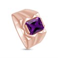 thumbnail image 6 of AFFY 8x10 mm Simulated Birthstone Men's Ring Amethyst In 14K Rose Gold Plated 925 Sterling Silver. Ring Size 13, 6 of 6