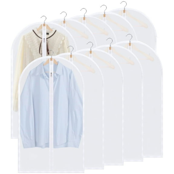 DIY.  STORE 10 Pcs 40" Garment Bags for Storage, Clear Plastic Suit Garment Bags with Zipper for Wardrobe Sorting & Clothes Organizer(24"x 40")
