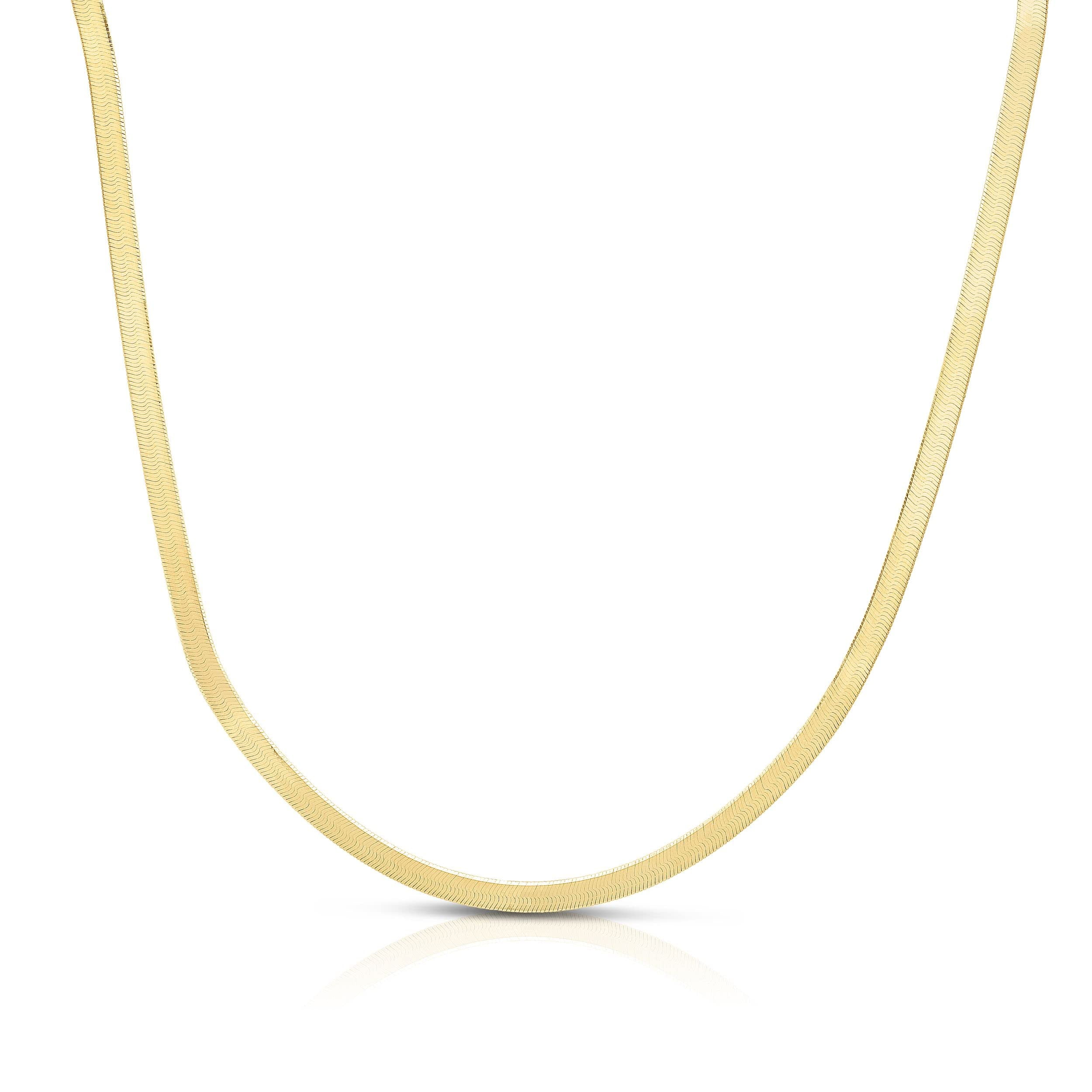 Floreo 14k Yellow Gold (3mm, 4mm, 4.5mm, 6mm) Flexible Shiny Herringbone Necklace