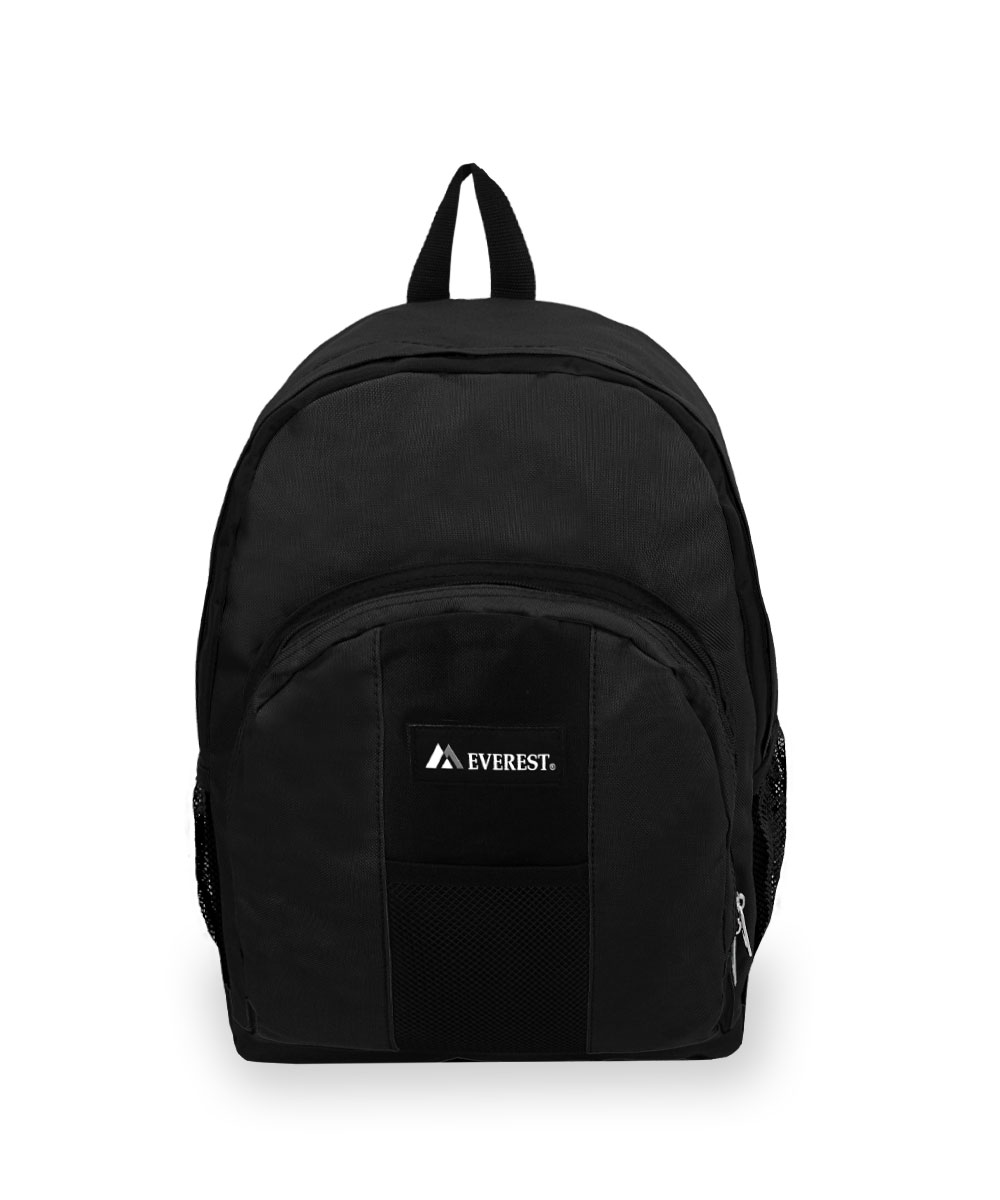 Everest Unisex Backpack with Front and Side Pockets, Black - image 2 of 4