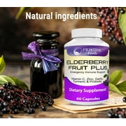 Pristine Elderberry Capsules 600 mg/Serving Dietary Supplement for Support Immune Health, 60 Ct.