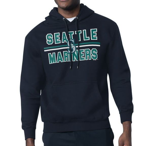 Men's Starter Navy Seattle Mariners Team Mesh Print Graphic Pullover Hoodie