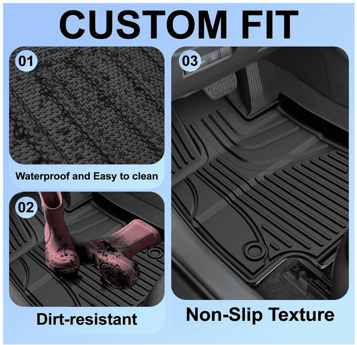 DIKSOAKR Floor Mats & Cargo Liners Compatible with 2025 2024-2019 Toyota RAV4 (Include Hybrid), Full Set All Weather TPE Floor Mats Back Seat Cover Protector Trunk Mats