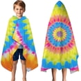thumbnail image 3 of Colorful Tie Dye Mandala Pattern Hooded Bath Towel，50"x30" for Ages 3 To 12 Kids, Quick Dry Lightweight Soft Microfiber Hood Beach Towel Cover Up for Kids, 3 of 7