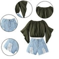 thumbnail image 3 of LYMAYTER 2PCS Kids Girls T-Shirt Set Toddler Short Sleeve Tees Solid Color Top+jeans Shorts Outfit 1-6Y Baby Casual Versatile T-Shirt Outfit, 3 of 7