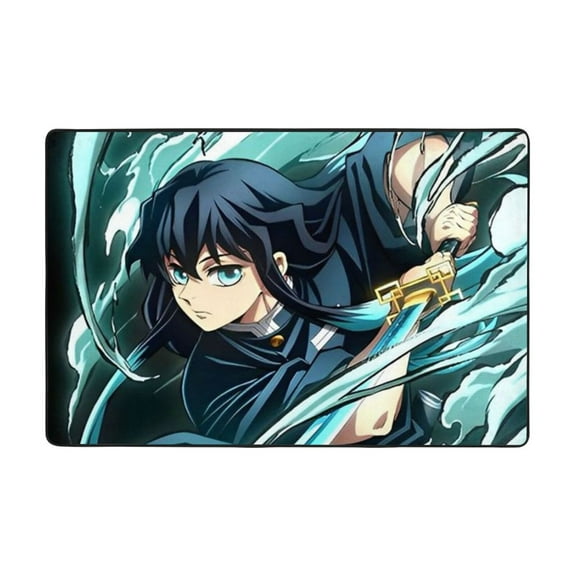 Demon Slayer Tokito Muichiro Floor Mat Flannel Anti-Slip Pad Doormat 36"X24" Soft Absorbent & Wear-Resistant Area Rug For Home & Office