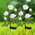 thumbnail image 3 of SHIKAN Solar Outdoor Lights Waterproof, Solar Garden Flower Stake Lights for Patio Decor, Floral Pathway Lights for Lawn Backyard Walkway Yard, Outdoor Landscaping Rose Light, 2 Pack White, 3 of 7
