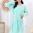thumbnail image 7 of Kaemgyyd Robes for Women Fluffy Fuzzy V Neck Bath Robe Knee Length Bathrobe Bow Front Ladies Outfits（Mint Green,One Size）, 7 of 7