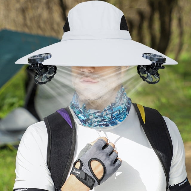 Sombrero con ventilador solar para acampar y hacer senderismo, sombrero con ventiladores, energía solar, ventilador solar ancho, sombrero para pesca al aire libre, carga solar USB, visera de tela