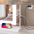 thumbnail image 4 of Fenair Vanity Mirror with Lights 22.8‘ * 18.1‘' LED Makeup Mirror Light Strip Dimmable 3 Color Modes Light up Mirror with USB Charging Port, 10X Magnification and Smart Touch, White, 4 of 7