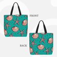 thumbnail image 2 of Disketp Starfish and Shell Bolsa Tote de Lona para Mujer, Bolso de Hombro y Cruzado con Cierre de Cremallera, 2 of 7