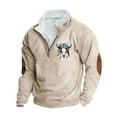 thumbnail image 2 of LEBONYARD Long Sleeve Mens Crewneck Sweatshirts,Fashion Men Winter Zipper Casual Tops Long Sleeve V-Neck Sweatshirt Beige XXXXXL, 2 of 3