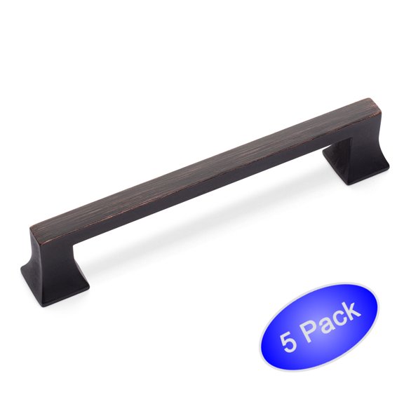 5 Pack - Cosmas® 10556-128ORB Oil Rubbed Bronze Cabinet Handle Pull Hardware - 5" Inch (128mm) Hole Centers