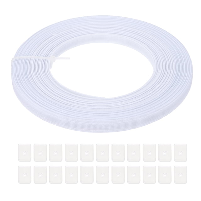 Uxcell Aro para Coser, 10 Yardas 8mm de Ancho Poliéster de Alta Densidad con 40 Piezas de Tapas, Blanco