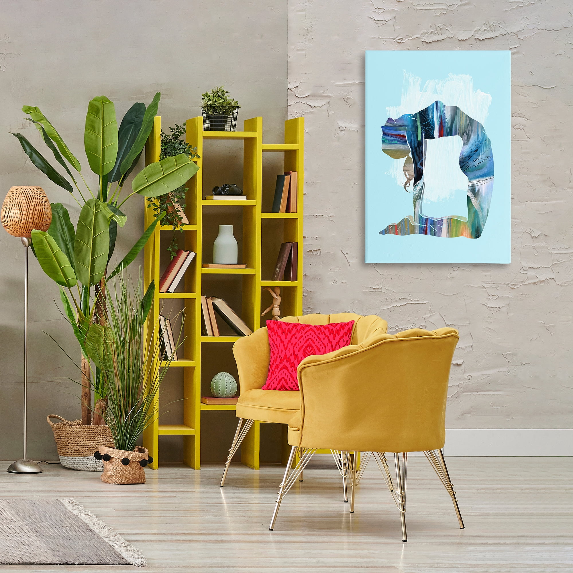 Stupell Industries Powerful Yoga Stretch Sports Painting Wrapped Canvas Art Print Wall Art, 24 x 36