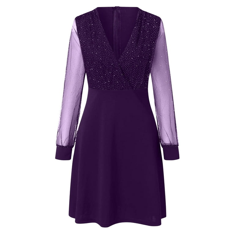 British Style Solid Sequins V Neck A Line Dresses British Style Solid Sequins V Neck A Line Dresses