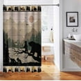 thumbnail image 4 of Cabin Shower Curtain, Sunset Mountain Country Pine Tree Woodland Birds Black Bear Family Deer Animals Rustic Farmhouse Bathroom Decor, Waterproof Fabric Shower Curtain, 72 X 72 Inch, 4 of 5