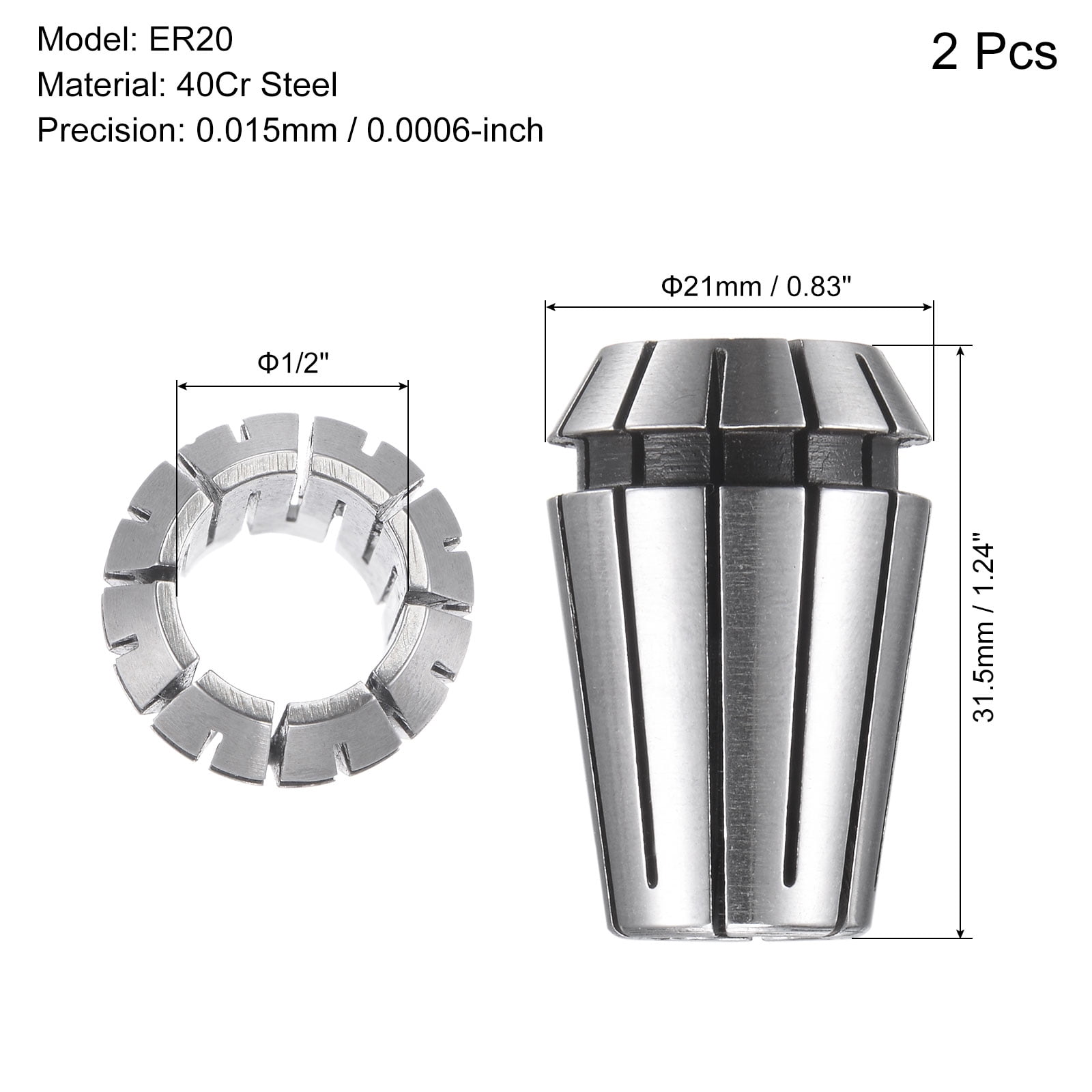 Unique Bargains ER20 Spring Collet Inch Chuck for CNC Engraving Machine 1/2"
