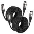 thumbnail image 1 of EBXYA Cable XLR de 50 pies, 2 paquetes, cable de micrófono equilibrado premium con cable de altavoz de micrófono XLR macho a hembra de 3 pines, negro, 1 of 5