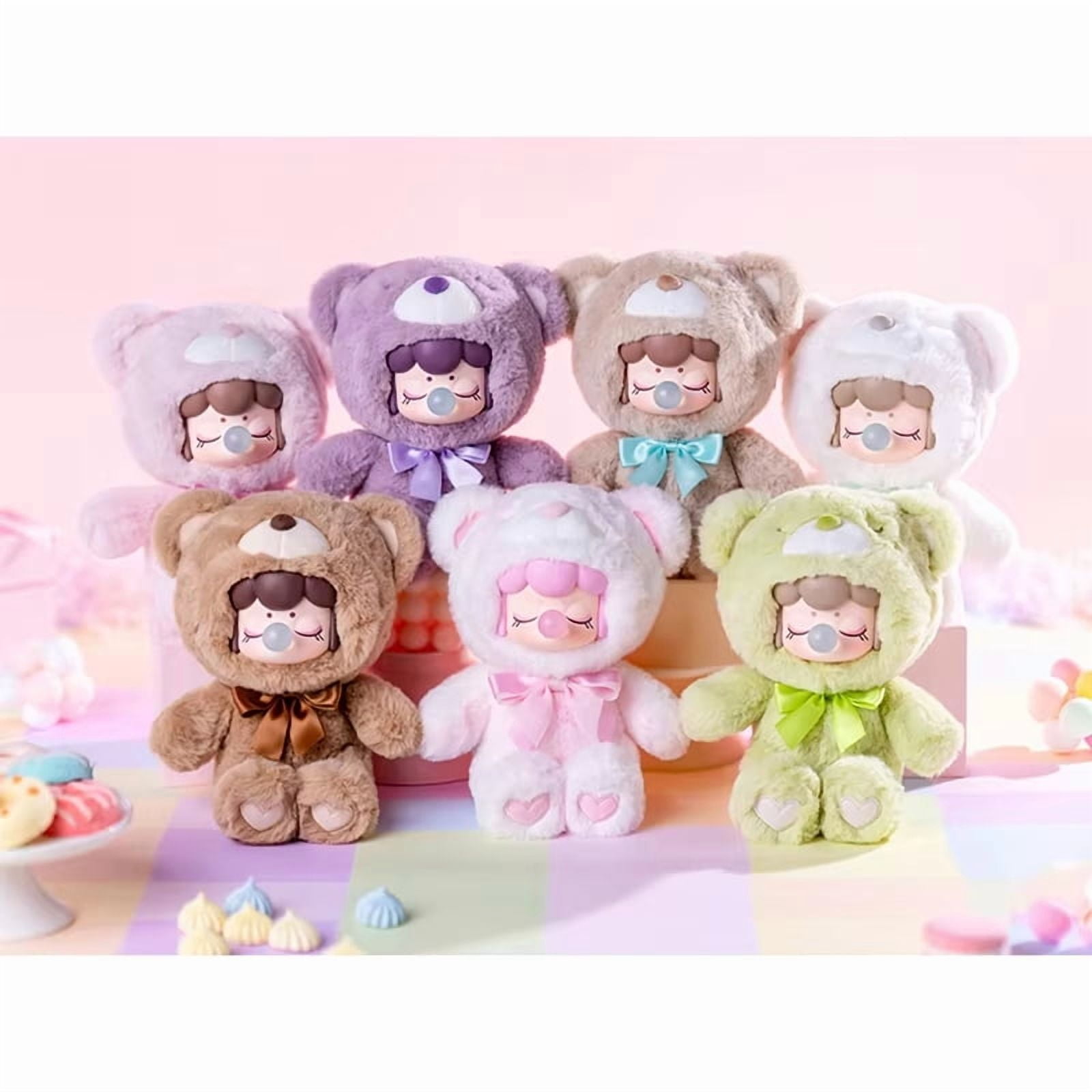 Rolife Nanci Chocolate Colorful Plush Bear 6Pcs Series Blind Box Handmade Decoration Surprise Box Children's Christmas Gifts