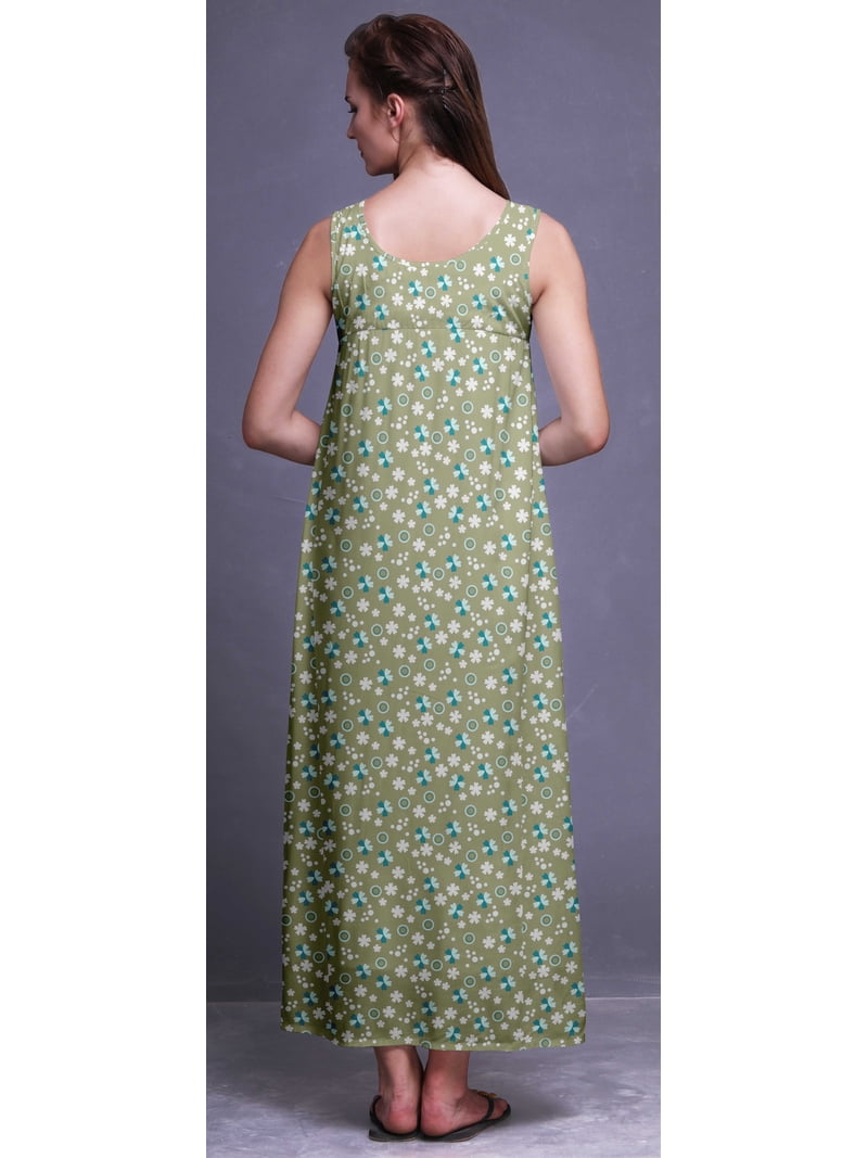 Bimba Rayon Maxi Nightwear Ladies Rayon Printed Sleeveless Night Gown Maxi  Dress-L - Walmart.com