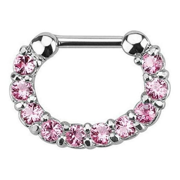 BodyJewelryOnline 16GA Septum Clicker Cartilage Rook Daith Single Line Paved Gem Jewelry Men Women