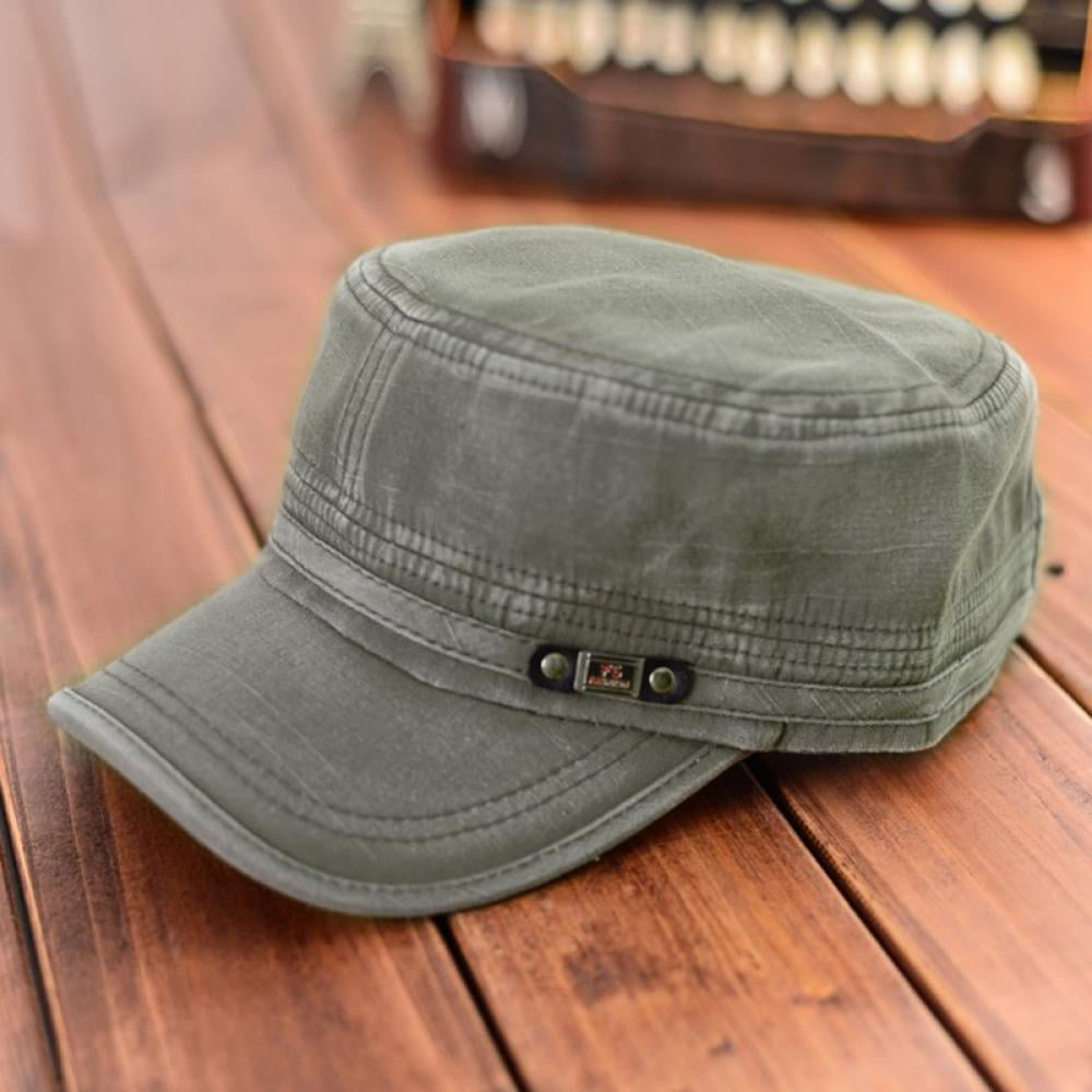 Men Military Hats Cotton Adjustable Baseball Headgear Solid Cap Army Cadet UK 