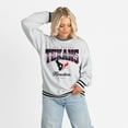 thumbnail image 4 of Women's Gameday Couture Ash/Black Houston Texans Oversized Gridiron Drive Ringer Stripe Sweatshirt, 4 of 6