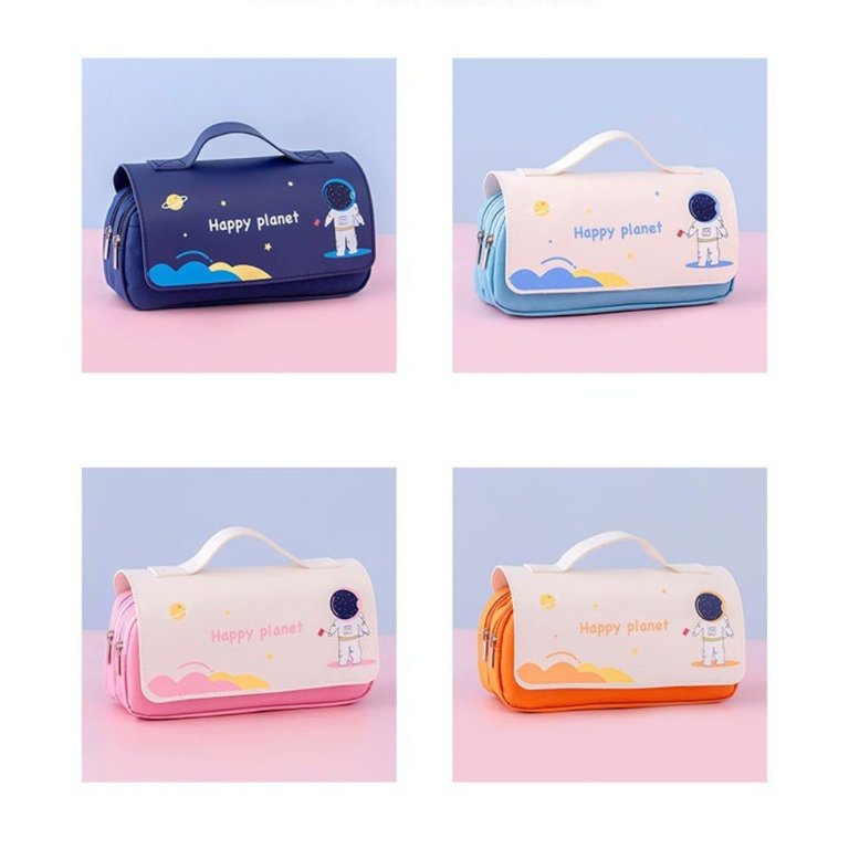 Aesthetic Pencil Case Large Capacity Canvas Storage Bag School Supplies  Happy Planet Stationery Kawaii Pencil Case Astronaut Pencil Bags School  Pencil Cases ORANGE 