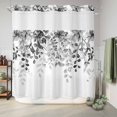 thumbnail image 6 of No Hook Shower Curtain, Grey Shower Curtains for Bathroom with See Through Top Window, Eucalyptus Leaves Waterproof & Washable Bath Curtain Long 72"x78", 6 of 9